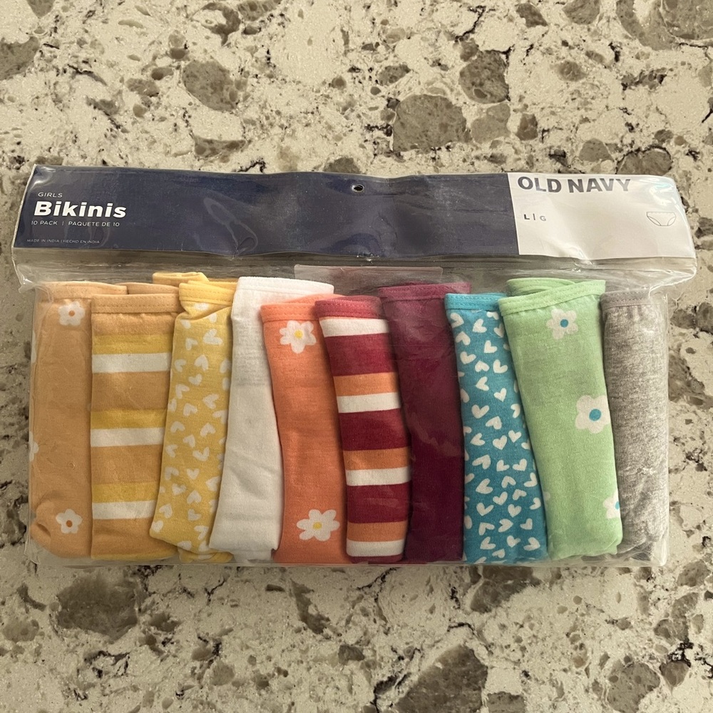 Old Navy girls bikini underwear, Large 10 pack, NWT